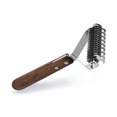 Nyanggeul Daenggeul 寵物不鏽鋼雙面胡桃木刷, 混合顏色, 1個