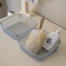 Villat 粉彩方形鐵製籃, 天空藍, 2個