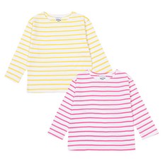 Rainbow Kids 兒童彩色條紋船型領T恤2件組