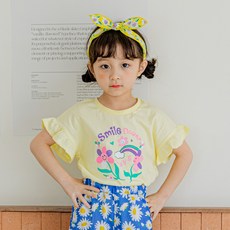 Lala Amang 女童款彩虹花朵印花短袖T恤