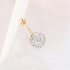 노이드비 여성용 14K 골드 샤이니 미러볼 큐빅 피어싱 세트 8바