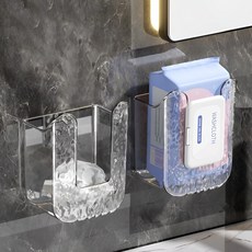 주앤지 무타공 물티슈 커버 케이스 거치대 홀더, 투명, 2개