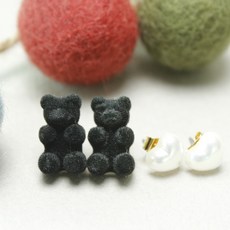 小熊耳環 2入+心形耳環 2入