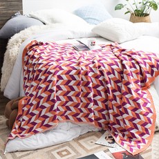 人字紋方塊針織毯