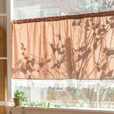 MARY HOUSE Je T'aime 咖啡館亞麻短簾, 淺棕色