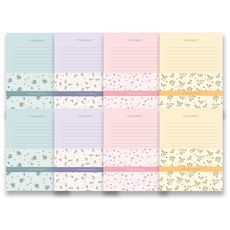 TOCTOC 花朵燙金信紙4款套組, 薄荷綠, 粉紅色, 紫羅蘭色, 米黃色, 2套