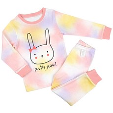 Maykids 童款30支棉渲染兔子印花長袖衣褲組