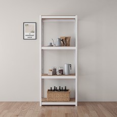 홈던트하우스 업그레이드형 무볼트 철제 선반, 화이트, 4단