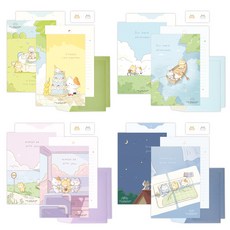 DASH&DOT 信紙 2種*2入+信封 4種*2入組, 混色, 1組