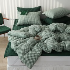 HELLOSLEEP 倫敦格紋鋪棉被, 綠茶色