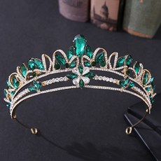 Luna Glam 蝴蝶結波浪水晶自助婚禮皇冠 WC921, 金綠色, 1個