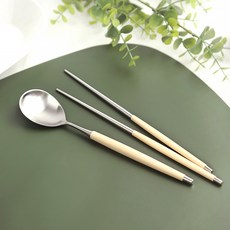 보겐 국산 르비앙 샤틴 수저세트, 베이지, 숟가락 + 젓가락, 1세트