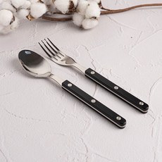 티니블랑 레브 1인 양식 디너 커트러리 세트, 블랙, 1세트, 디너스푼 + 디너포크