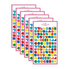 Petit Fancy 彩色韓文字貼紙 PD842, 6個, 混合顏色