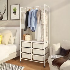 GAGU FEELING Mamang 2層收納移動式衣架, 白色