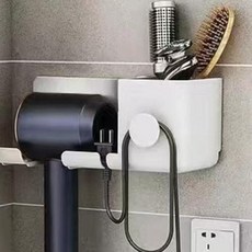 셀리빙 무타공 호텔 드라이기걸이 수납함, 화이트, 1개