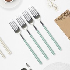RAONNURI 可用於洗碗機的Reve彩色叉子, 薄荷綠, 4個