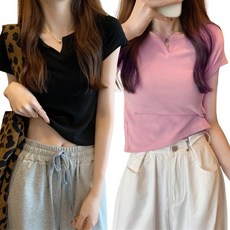 피어니스트 여성용 심플코디 반팔 티셔츠 2종 세트