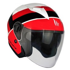 엠티헬멧 BOULEVARD 오토바이 하프페이스 헬멧, GLOSSY WHITE + BLACK + RED