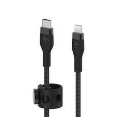 벨킨 프로 플렉스 USB-C to 라이트닝 아이폰 고속 충전 케이블 CAA011bt1M, 1m, 1개, 블랙