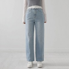 앤드스타일 여성용 롱/기본/숏 기장 딱맞진 51탄 히든밴딩 와이드 데님 팬츠 265146