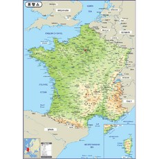 Map.Come 法國地形塗層地圖 78 x 110cm, 1個