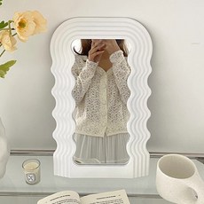 LUXIAI 波紋造型鏡子 L號, 白色的