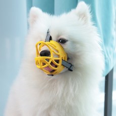 요런개 강아지 통풍성 유연한 입마개 L, 01 옐로우, 1개