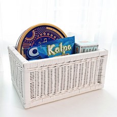 Rattan Shop 高級款 藤製長方形藤編籃 J087W, 白色, 1個