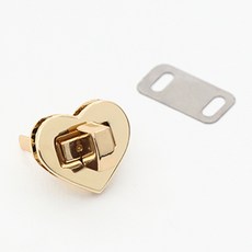 해피베어스 하트 가방 잠금장식 2.5cm, 골드, 1개