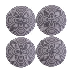 스트라이프 라운드 나이테 플레이스매트 냄비받침 코스터 36cm, 그레이, 4개