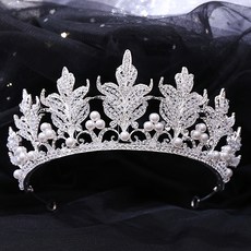 루나글램 셀프웨딩 비즈 리프 크라운 H13123, 1개, 실버(WDG335)