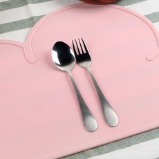 aizoum 不鏽鋼兒童湯匙叉子組, 單色, 勺子 10p + 叉子 10p