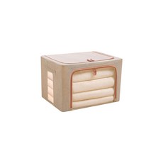 透明可視亞麻多用途棉被收納箱, 淺褐色的, 1個