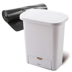廚房掛式推蓋垃圾桶+垃圾袋 25入, 白色的