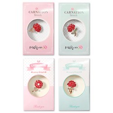 康乃馨愛心胸針2款 + 感謝胸針2款組合, 1套, 混色
