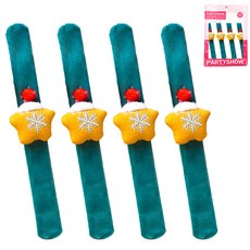 PARTYSHOW 水貂毛聖誕手鍊 星星帽, 混合色, 4個