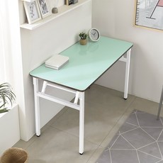 다다재 하이그로시 인테리어 접이식 다용도 테이블, 화이트 + 민트