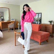 시크블랙 여성용 무터언 라벨 기모 밴딩 조거 팬츠 cppt10961k2a