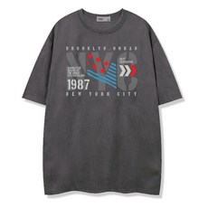 일루소 남녀공용 뉴욕87 피그먼트 오버핏 반팔 면 티셔츠