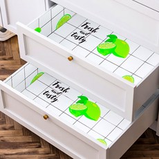 Market A多功能防潮抽屜瓷磚貼紙 方格綠色檸檬, 3個