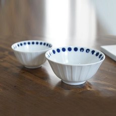 O'chairs 藍色圖案陶瓷碗 2入組合, 水滴, 飯碗 2入+大碗 2入
