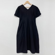 빼빼 여성용 통기성 브이넥 반팔 허리셔링 린넨 원피스