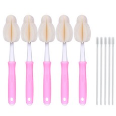 IZOA 過濾泡沫 2x 奶瓶清潔刷 5p + 吸管刷 5p 套組, 1組, 粉色(清潔刷)