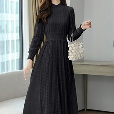 POPLARNC 圓圈刺繡連身裙 含大尺碼, 黑色