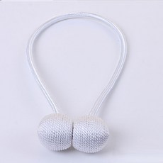 球形磁鐵窗簾綁帶 40cm, 白色的, 2個