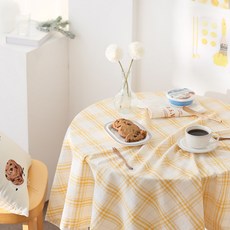 벨라이프 플레이드 체크 테이블보, 옐로우, 미니(65 x 65 cm), 1개