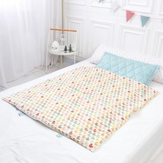 코니아일랜드 라텍스 어린이집 낮잠이불 세트 일체형, 블루(패드), 빈티지덕(이불)