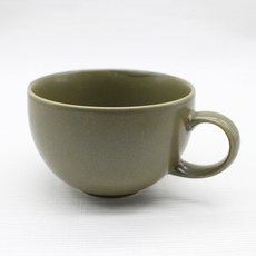 大型陶瓷卡布奇諾拿鐵杯 500ml, 橄欖綠, 1個