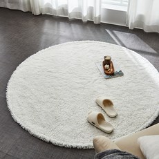 Adam Deco 單色調圈圈絨人造羊毛防滑蓬鬆圓形地毯